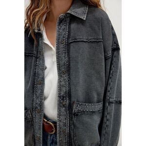 Free People We The Free Gauge Cardi Jacket Top Ribbed Cotton Oversized XS 280546